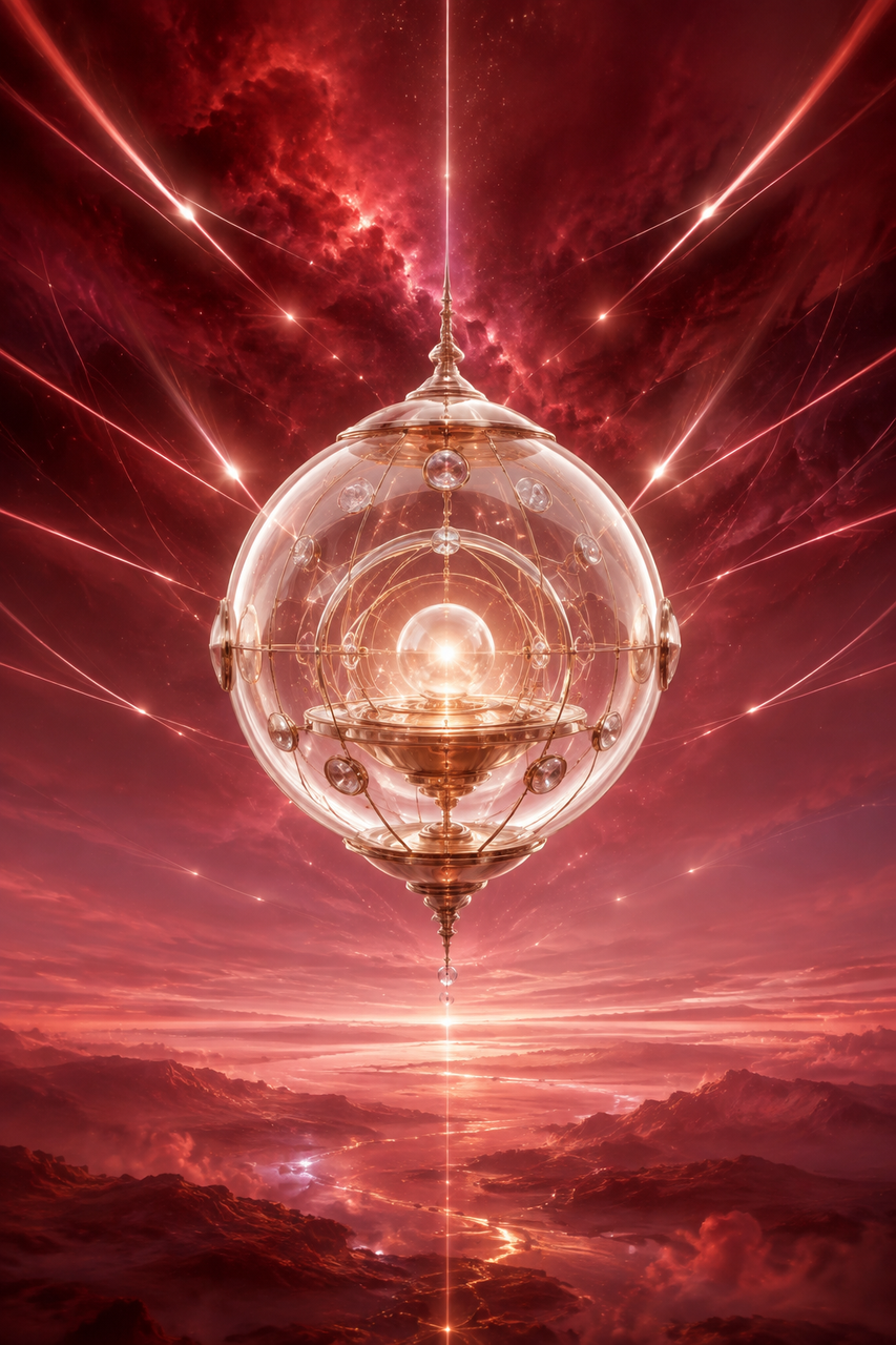 Faint signals gathered across distance become a radiant sphere of understanding.